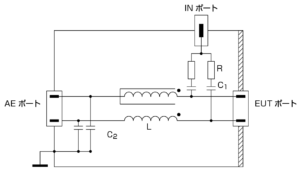 IEC61000-4-6_無遮蔽不平衡線で使用するCDN-AF2 回路の略図例